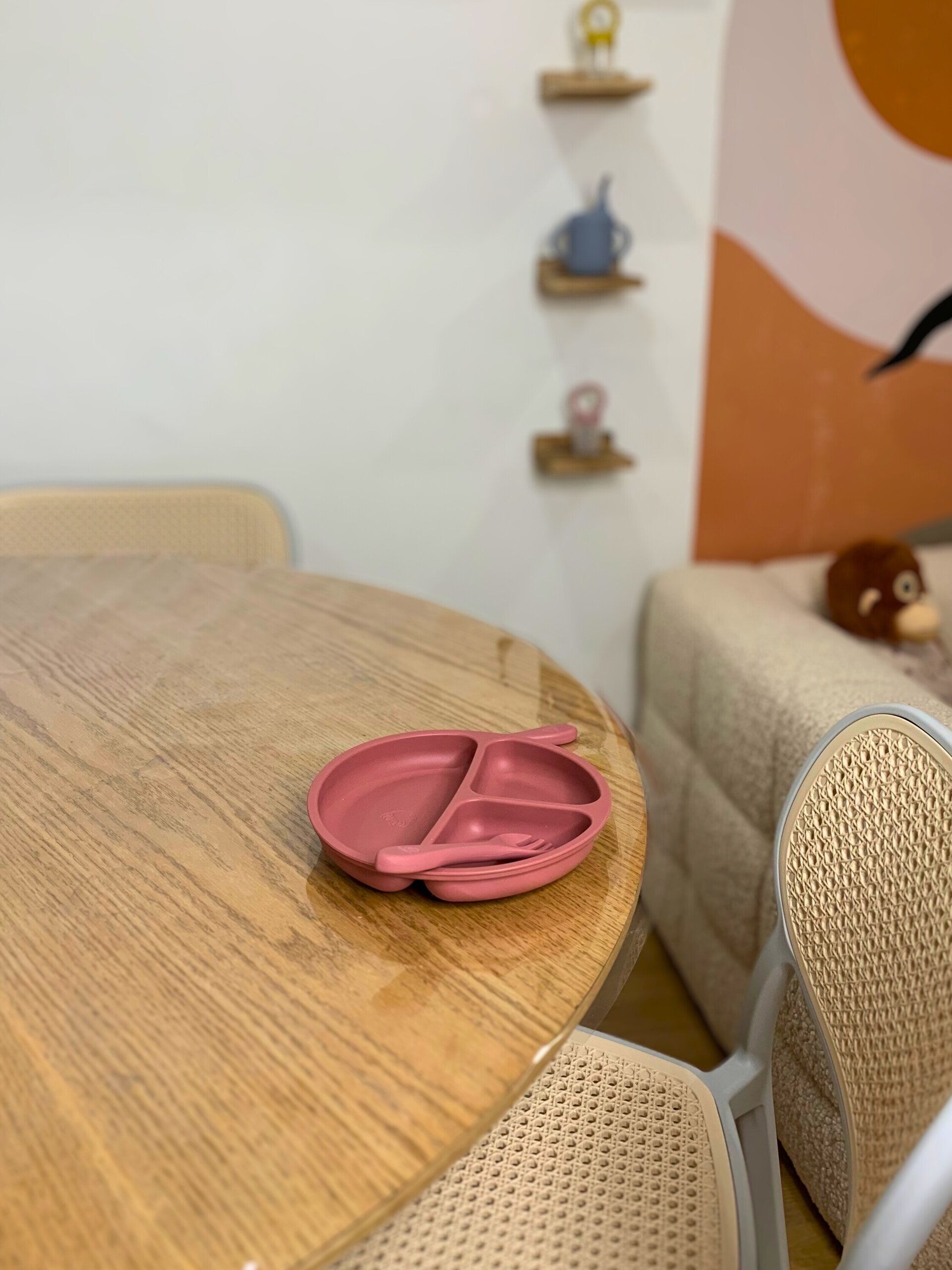 Set de plato, cuchara y tenedor de silicona orgánica para bebé - 2