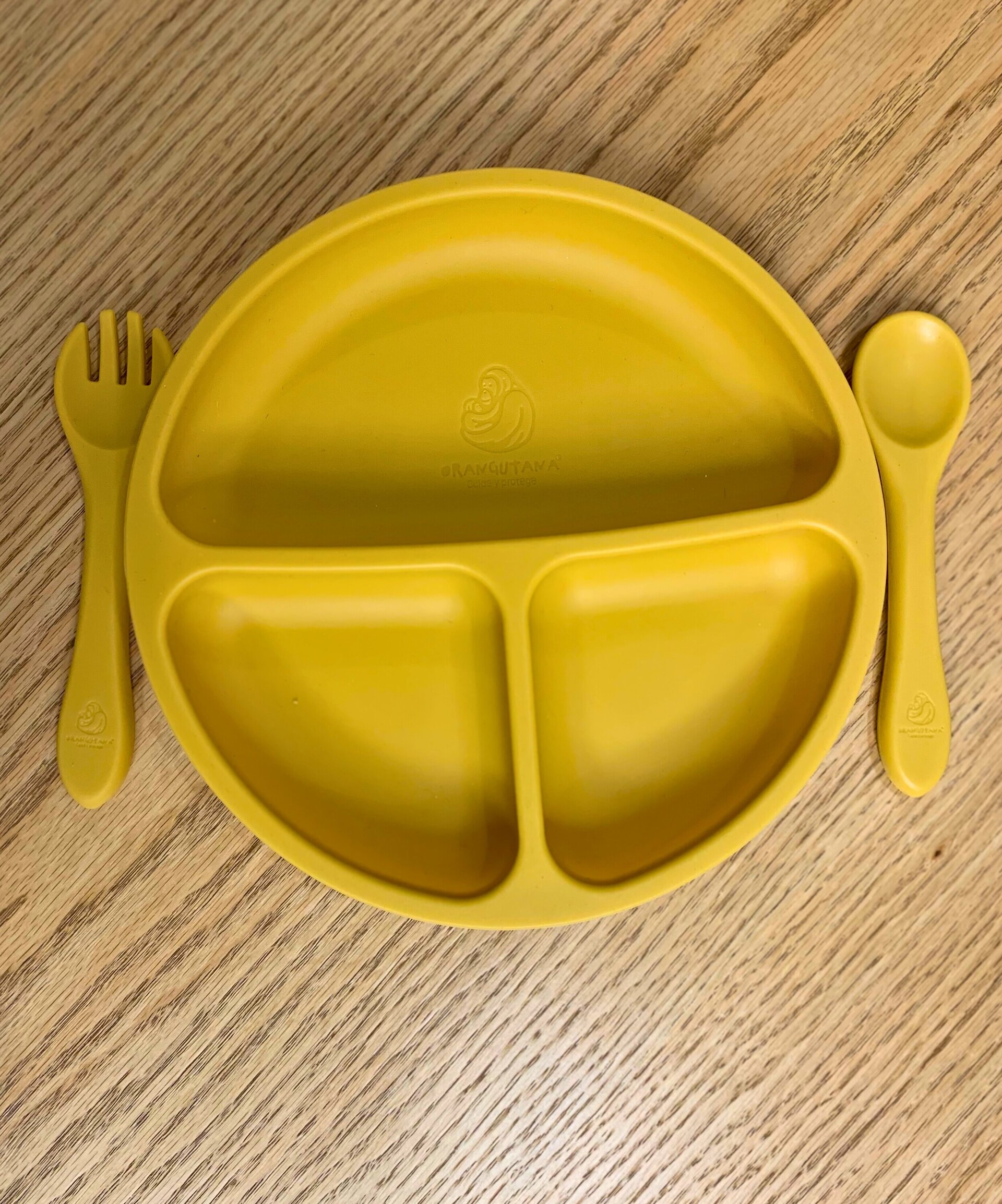 Set de plato, cuchara y tenedor de silicona orgánica para bebé - 6